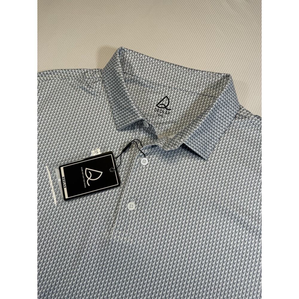 Deolax Golf Polo Shirt Mens 2XL Gray Geometric Performance Stretch NWT